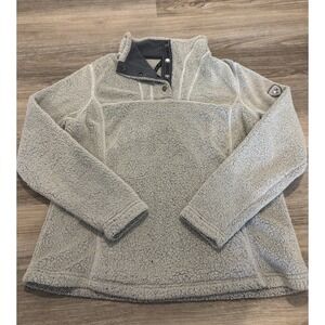 KUHL Avalon Cozy Fleece Pullover Snap Sweatshirt Women's Large Oatmeal